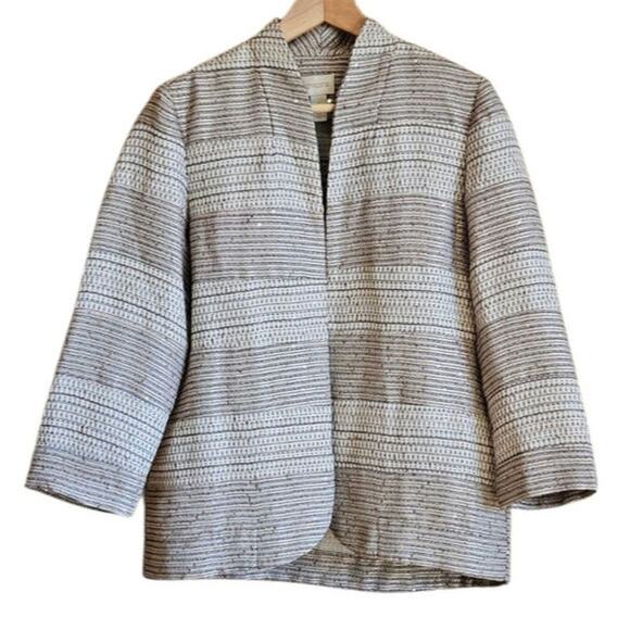 Chico's Sequin Jacket Textured Open Front Gold Cream Women's Size 1 (Medium) - Picture 1 of 7